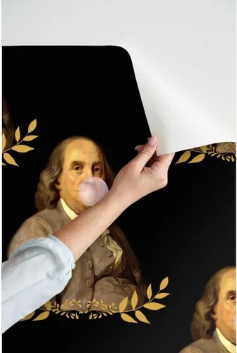 Miniatura 3 de Spoonflower Papel tapiz para despegar y pegar, papel tapiz extraíble personalizado de Benjamin Franklin Presidente Histórico Caprichoso Bubblegum