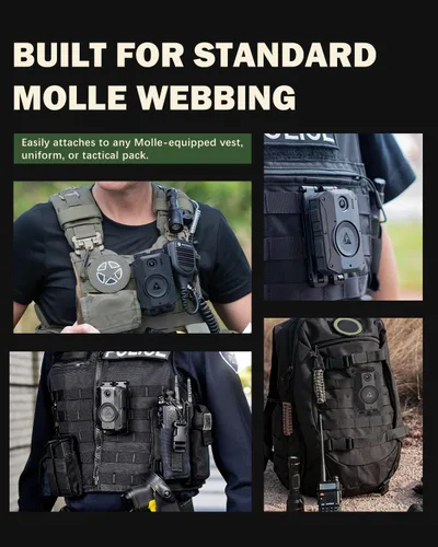 Miniatura 3 de WEIGUZC Soporte de cámara Molle dual para cámara corporal Axon Taser 2, 3 y 4 - Soporte Molle ligero para uniforme, chaleco táctico