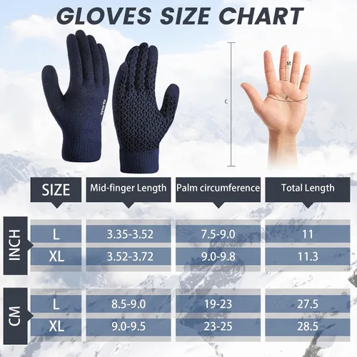 Miniatura 3 de Trifabricy Guantes de invierno para hombres y mujeres, guantes de lana con forro polar para pantalla táctil, guantes térmicos de invierno cálidos