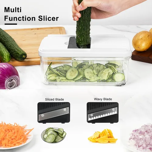 Miniatura 4 de Picador de verduras, picador profesional de alimentos y picador de cebolla, cortador de verduras para ensalada con 7 cuchillas y recipiente de 30.4