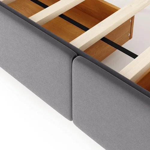 Miniatura 8 de XIONGGG Cama de plataforma tapizada, tamaño Queen, base de cama con 4 cajones y cabecero, soporte de listones de madera, no necesita somier