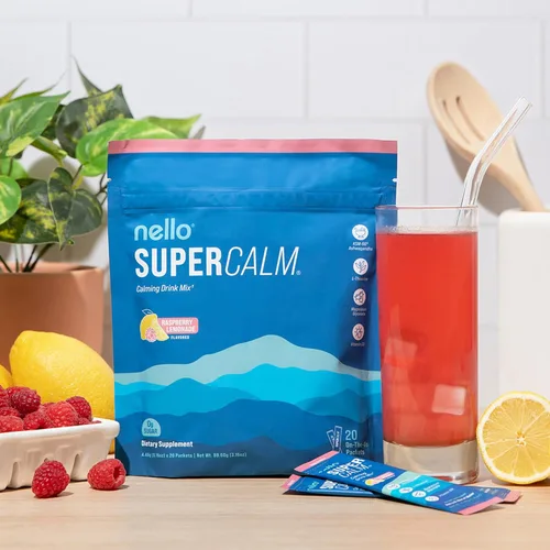 Miniatura 6 de Nello Supercalm - Mezcla de bebida en polvo, reductor de cortisol y ayuda para dormir, L Teanina, Ashwagandha Ksm-66, Magnesio Glicinato, Vitamina