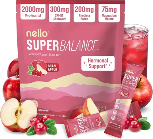 Miniatura 10 de Nello Superbalance Mezcla de bebida de apoyo hormonal, SRI-81 Shatavari, mio-inositol, Rhodiola Rosea, vitamina C, magnesio, teobromina