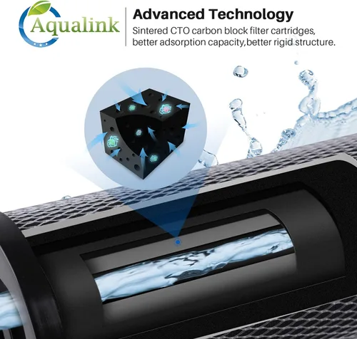 Miniatura 2 de AQUALINK CTO10, Cartucho de filtro de agua de carbono para toda la casa de 1 micrón, 2.5 x 10 pulgadas para sistema de filtro de agua de encimera