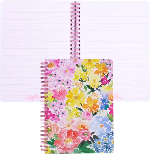 Miniatura 19 de Steel Mill & Co - Cuaderno de espiral mini lindo, 8.25" x 6.25", diario con tapa dura y 160 páginas forradas, diseño floral naranja Anaranjado floral