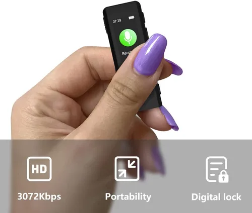 Miniatura 2 de Grabadora Lavalier de 64GB - Grabadora de voz digital con reproducción ideal para reuniones/conferencias/entrevistas, grabadora mini portátil