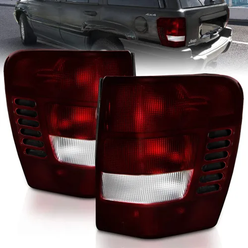 Miniatura 8 de AmeriLite Conjunto de luces traseras de freno de repuesto en negro 3D con relieve para 99-04 Jeep Grand Cherokee - Lado del pasajero y del conductor