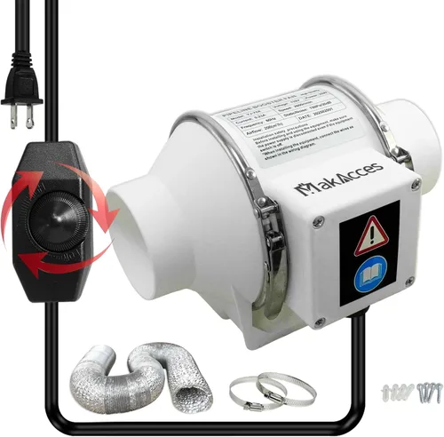 Potente ventilador de conducto de 3 pulgadas con tubo de 1.5M, motor de cobre, flujo de aire mejorado, bajo nivel de ruido para extracción eficiente