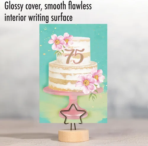 Miniatura 3 de NobleWorks Tarjeta de felicitación de cumpleaños 75 con sobre de 5 x 7 pulgadas (1 tarjeta) número pastel 75 C10117MBG