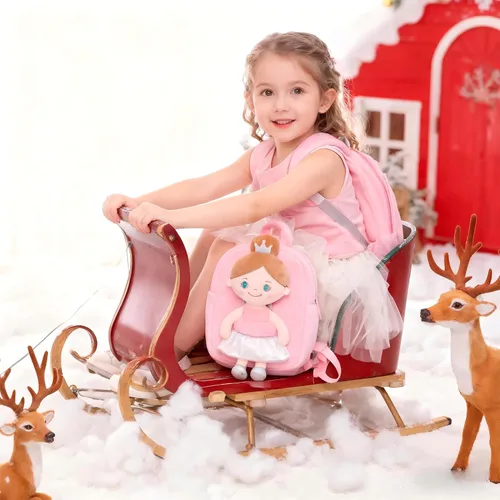 Miniatura 8 de Gloveleya Mochila para niños pequeños con muñeca de trapo, regalos para bebé, niña ángel rosa