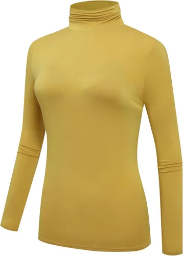 Miniatura 2 de OThread & Co. Camiseta de manga larga con cuello alto para mujer, capa elástica básica, cómoda, cuello alto