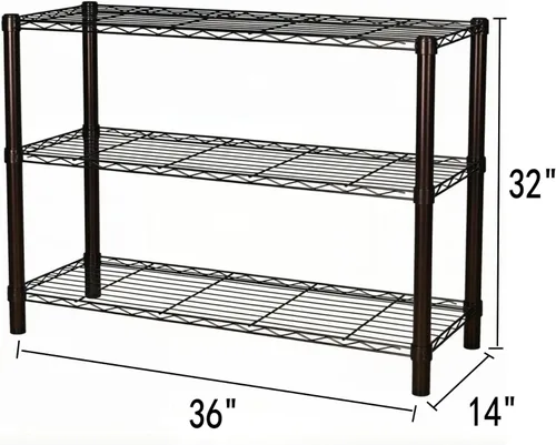Miniatura 2 de Estantería de pie, 36 pulgadas de ancho x 14 pulgadas de profundidad x 32 pulgadas de alto, estantes de almacenamiento de metal ajustables
