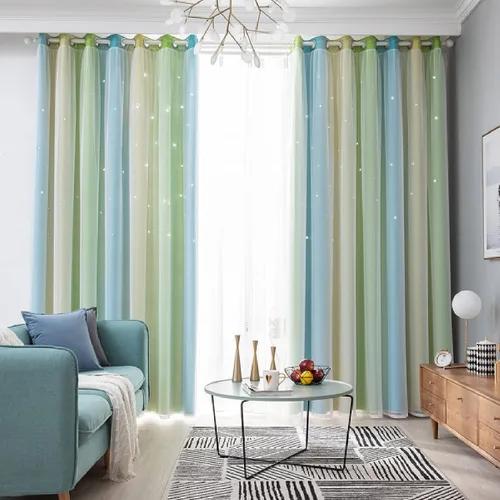 Cortinas de tela con estrellas brillantes para niños, cortinas de princesa para sala de estar, cortinas opacas para ventana, cortina opaca para