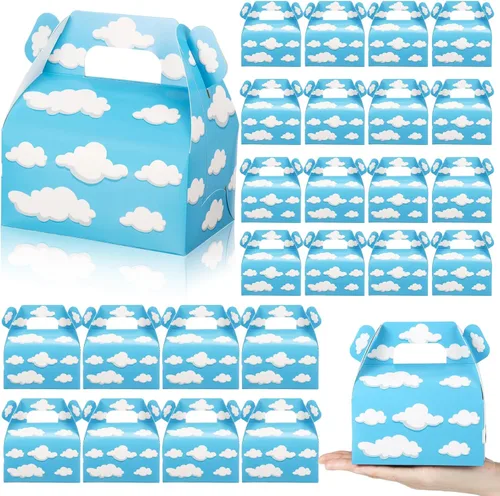 Miniatura 9 de Tinlade Cajas de golosinas de cielo azul con nubes blancas, bolsa de dulces a dos aguas de dibujos animados, suministros de fiesta temática