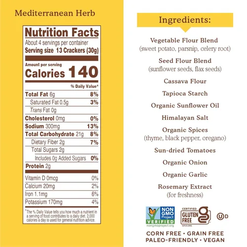 Miniatura 2 de Simple Mills Veggie Pita Crackers, hierbas mediterráneas, sin gluten, veganas, bocadillos saludables, aptas para paleo, 4.25 onzas (paquete de 6)