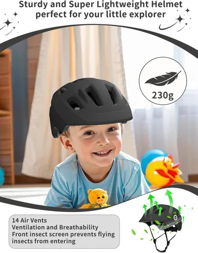 Miniatura 7 de Casco XJD para niños pequeños, casco de bicicleta para niños, ajustable, multideporte, para patinetas, para niños y niñas, liviano, para niños de 1