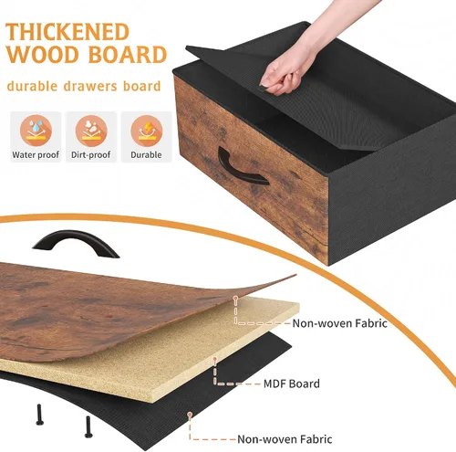 Miniatura 6 de EnHomee Cómodas altas para dormitorio con cajón, cómodas para dormitorio, cómodas de tela y cómodas para sala de estar, parte superior de madera