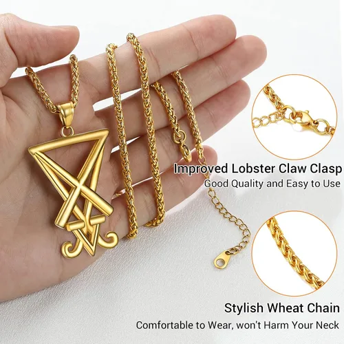 Miniatura 73 de PROSTEEL Satanic Jewelry Upside Down Cross Necklace for Men Women, 316L Stainless Steel/925 Sterling Silver Inverted Cross/Leviathan Cross Pendant