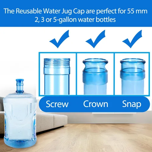 Miniatura 2 de Tapa reutilizable para jarra de agua de 5 galones, tapas de botella de agua de 2.165 in, tapas de silicona de repuesto antisalpicaduras, paquete