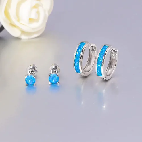 Miniatura 110 de CiNily Aretes Huggie de ópalo con bisagras, chapados en oro, hipoalergénicos, pequeños aretes de aro para mujeres, adolescentes, niñas, hombres