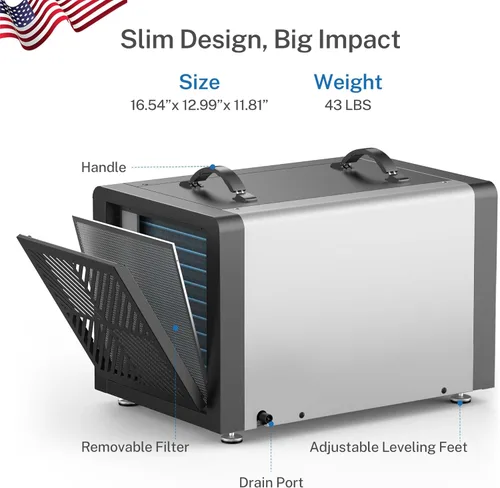 Miniatura 7 de Yaufey Commercial Dehumidifier with Pump and Drain Hose for Crawlspace, Basements, Industrial Space, large room for Space - Auto Defrost, 5-Year