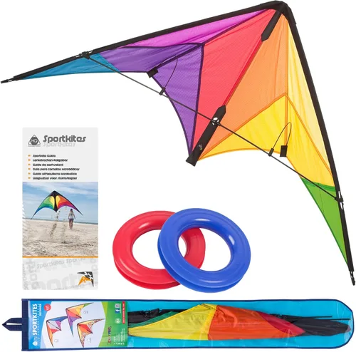 HQ Kites Beach and Fun Calypso II Radical - Cometa de acrobacias para principiantes, cometa deportiva de doble línea de 43 pulgadas, color: arco