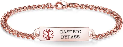 Miniatura 142 de Pulseras de identificación de alerta médica de 6.5 "-8.5" para mujeres, pulseras de emergencia médica de acero inoxidable, grabado gratuito