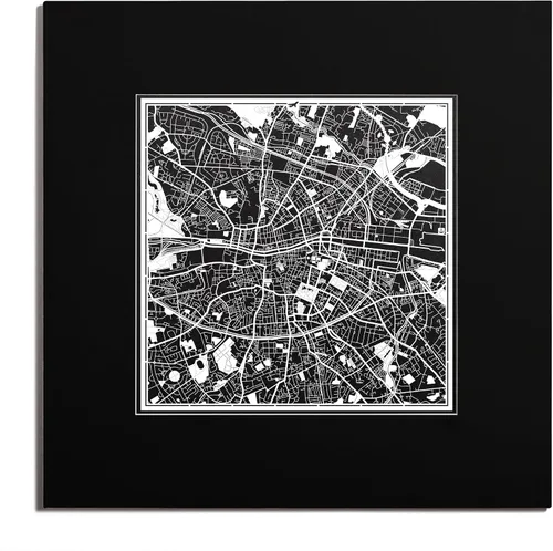 Miniatura 114 de O3 Design Studio Mapa de corte de papel Madrid negro mate de 20 x 20 pulgadas