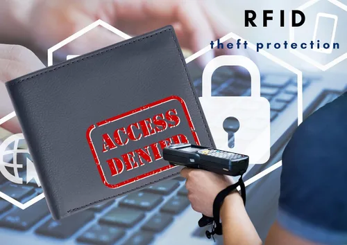 Miniatura 3 de Bullz RFID bloqueo de señal de protección contra robo de cuero grande grueso de seguridad para hombre cartera, Negro