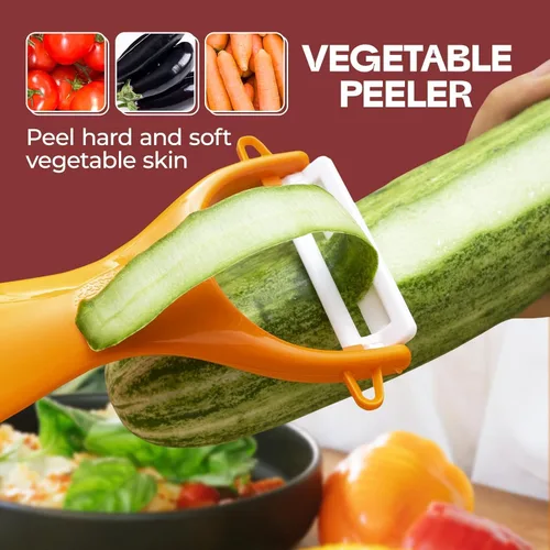 Miniatura 3 de Trez Treamer Juego de 6 peladores de verduras con hoja afilada, pelador de manzana de cerámica, patatas y pelador de papas, pelador de verduras