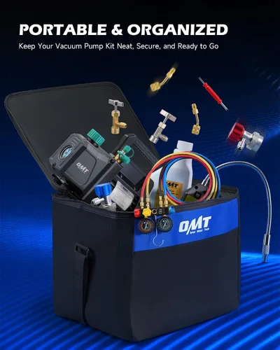 Miniatura 9 de Orion Motor Tech - Bomba de vacío de AC y juego de medidores, bomba de vacío de 1/3 hp, kit de manómetro de 4.5 cfm con detector de fugas, 4