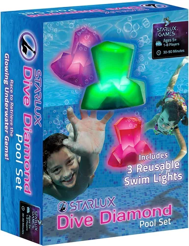 Dive Diamonds - Juguetes de buceo y juguetes de piscina iluminados para niños | Edades de 4 a 8 años, 1 a 8 jugadores | Juguetes de piscina que