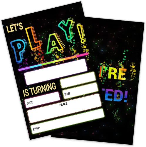 Miniatura 7 de Let's Jump Invitaciones para fiesta de cumpleaños, tarjetas de invitación de fiesta de trampolín brillante de 4 x 6 pulgadas (20 tarjetas + sobres)