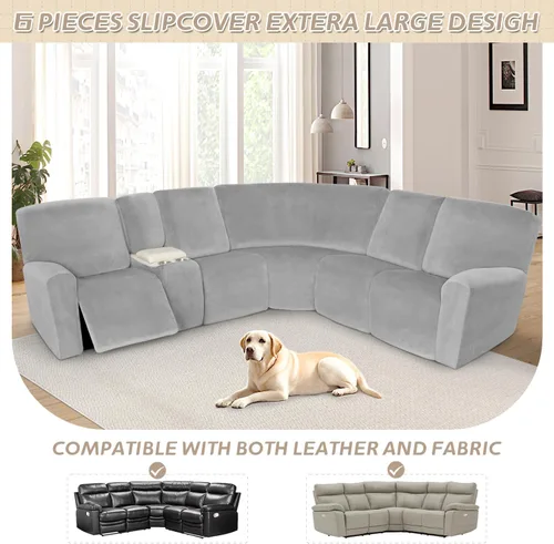 Miniatura 546 de Arfntevss Fundas de sofá seccional reclinable de terciopelo, Funda de sofá seccional de esquina para sofá reclinable, Funda elástica suave