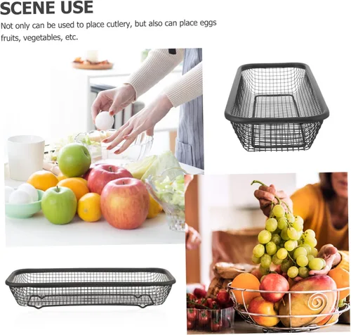 Miniatura 3 de Toddmomy Cesta de almacenamiento de vajilla organizador de utensilios para cajones de cocina, lavavajillas, cubiertos, barra de cesta de acero