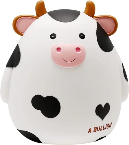 Miniatura 12 de H&W Alcancía de vaca, tamaño L, caja de monedas irrompible para niños, lindo banco de dinero de animales para cumpleaños para niños y niñas, cajas