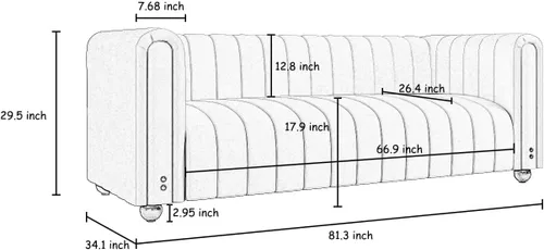 Miniatura 2 de Sofá de terciopelo de 81 pulgadas, sofá moderno de mediados de siglo para 3 personas, sofás de terciopelo copetudos para sala de estar, apartamento