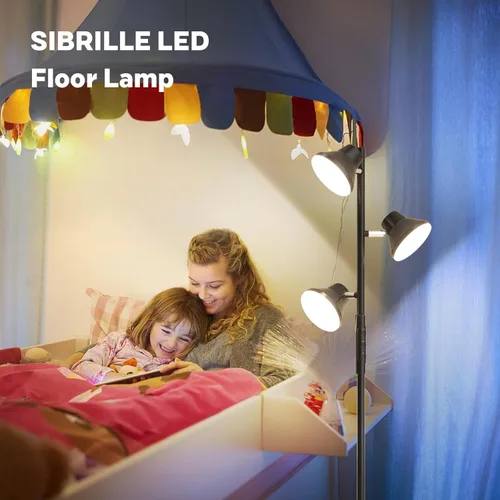 Miniatura 9 de SIBRILLE Lámpara de pie LED, lámpara de pie moderna de 36 W con control remoto y táctil, 4 temperaturas de color, lámpara de pie con 3 luces Negro