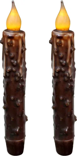 Miniatura 25 de CVHOMEDECO. Velas de cera real sumergidas a mano, funciona con pilas, temporizador, velas cónicas sin llama primitivas del país, 6-3/4 pulgadas