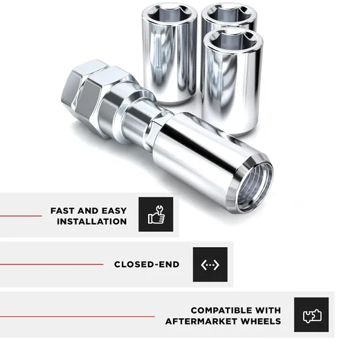 Miniatura 5 de White Knight 2802-4 Tuerca de llanta de bellota cromada 7/16"-20 con llave, paquete de 4