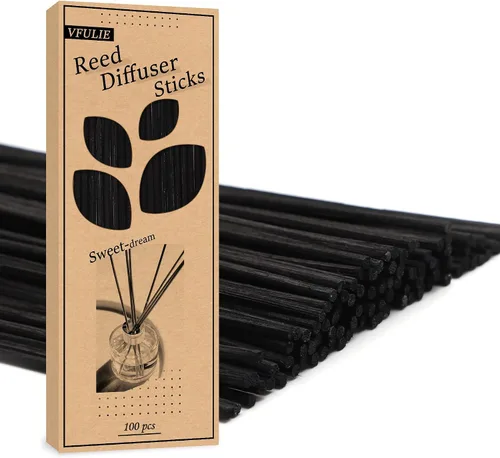 VFULIE 100 varillas difusoras de varillas de 10 pulgadas, varillas de madera de ratán natural de 10 pulgadas, repuesto para fragancia aromática