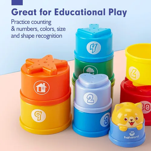 Miniatura 5 de hahaland Juguetes apilables para niños pequeños de 1 a 3 años – Vasos apilables – Juguete para niños de 1 a 2 años de edad Juguetes Montessori