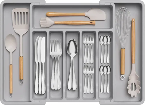 Miniatura 35 de Lifewit Organizador de cajones de cubiertos, bandeja expandible para utensilios de cocina, soporte para vajilla y cubiertos libre de BPA
