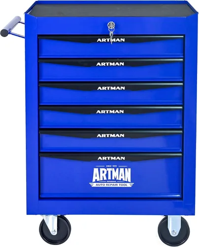Miniatura 11 de Runboll Caja de herramientas con 4 cajones con taquilla, 20.9 pulgadas de profundidad de metal movible con cerradura, caja de almacenamiento