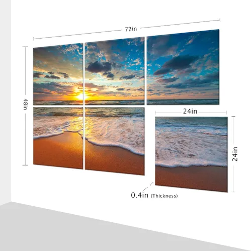 Miniatura 2 de Ruonin.X Paneles de arte de pared, paquete de 6 paneles decorativos de pared absorbentes de sonido para estudio de grabación y hogar, puesta de sol