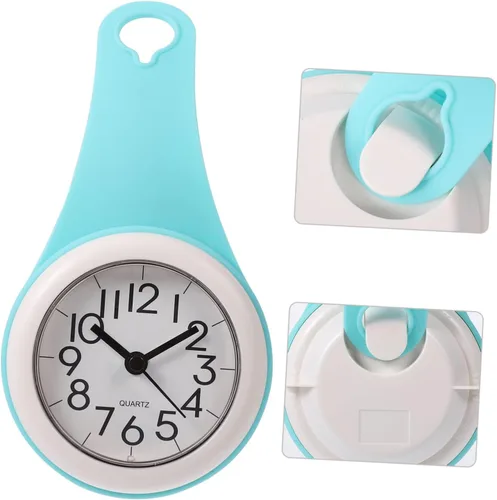 Miniatura 7 de Cabilock Reloj de pared con ventosa para baño, cocina, fácil instalación, gancho de ventosa, mango curvado para uso versátil, marcas de movimiento