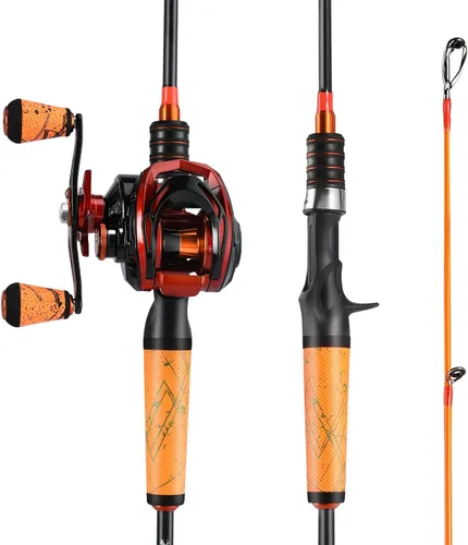 Miniatura 11 de One Bass Combo de Caña y Carrete de Pesca, Combo de Baitcasting Rápido Medio, Fibra de Carbono de 24 Toneladas, 2 Piezas de Cañas de Pescar