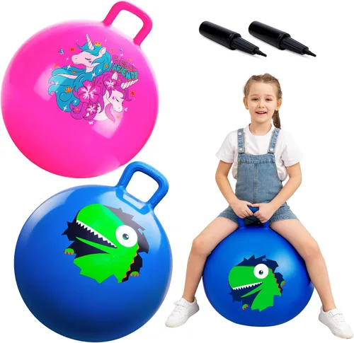 Miniatura 14 de ZOOJOY 6 pelotas saltarinas para niños de 3 a 8 años, pelota hinchable de 18 pulgadas de dinosaurio y unicornio con asas, juguetes saltarines
