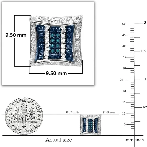 Miniatura 5 de Dazzlingrock Collection Aretes de tuerca redondos de 0.10 quilates (ctw) con diamante blanco y azul (unisex) con micro pavé en forma de cometa