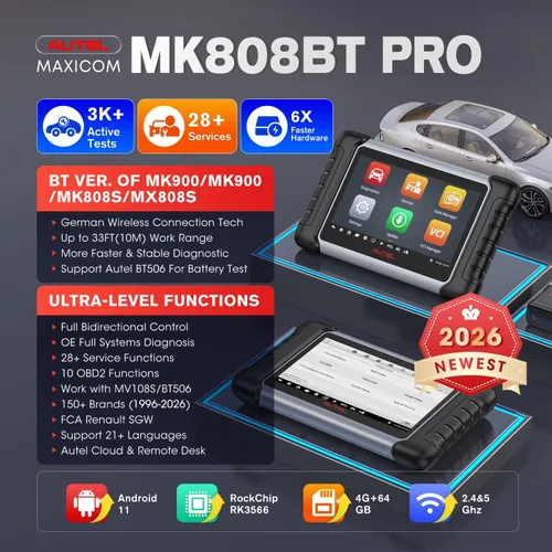 Miniatura 2 de Autel MaxiCOM MK808BT Herramienta de escaneo de diagnóstico automotriz, 2021 más reciente actualizado Ver. de MK808 MX808, 25 funciones especiales